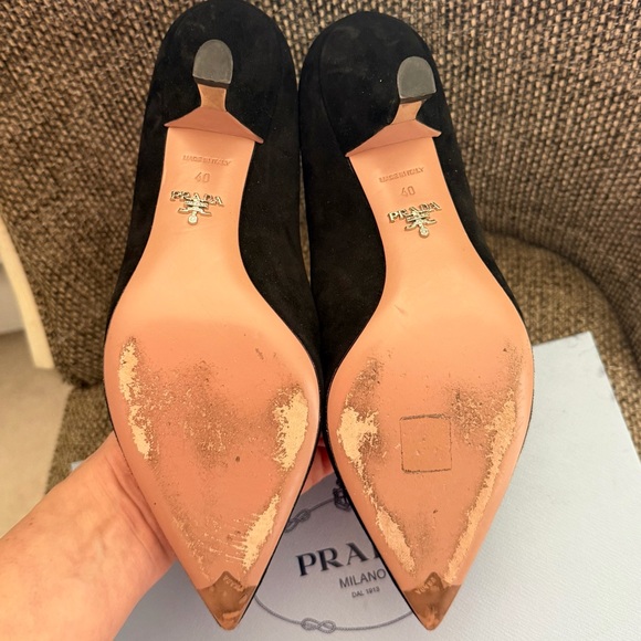 Prada Black Suede Heels, 40 - Picture 8 of 9